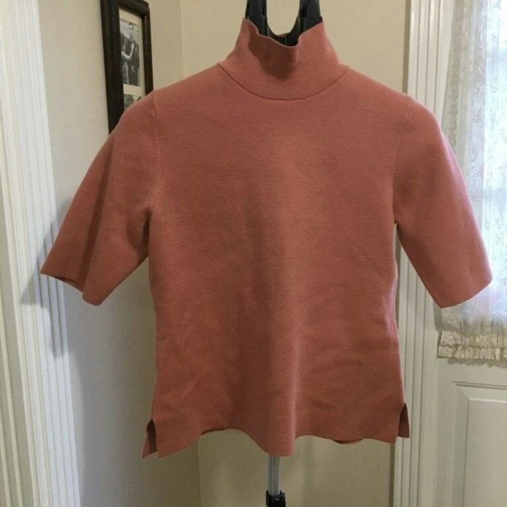 Ann Taylor Mock Neck Short Sleeve Top, NWT, Large